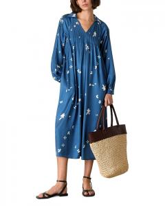 Платье с цветочным принтом в эффекте выгоревшего на солнце Whistles, синий