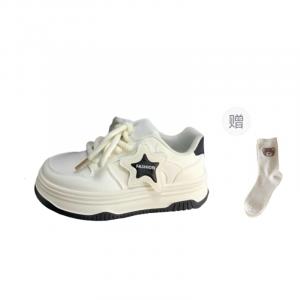 Высокие скейтерские туфли для женщин BINGO DUCK, бежево-черные + в комплекте носки