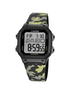 Calypso Мужские цифровые часы, камуфляжный зеленый цвет
