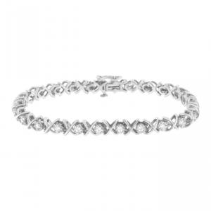 Браслет из стерлингового серебра 925 пробы с бриллиантами круглой огранки "X" Haus Of Brilliance, белый