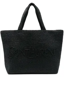 Сумка-тоут с тисненым логотипом Saint Laurent, черный