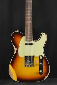 Fender 1960 Telecaster Custom Heavy Relic Супер Выцветший Старый Шоколад 3-цветный Сансет-берст с накладкой из розового дерева 3A