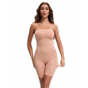 Женский боди-корсет strapless mid thigh для контроля живота и подъема бедер Inspire Chic, Beige