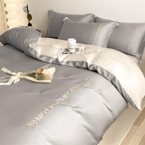 Yalu Комплект постельного белья 1.8 м, пододеяльник 200x230 см, цвет: Ruiya - средне-серый + молочный чай