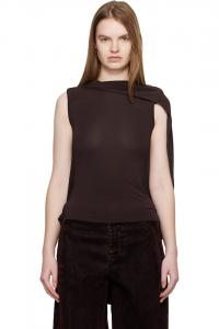 Эластичный вискозный двухслойный драпированный топ Jean Paul Gaultier, коричневый