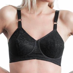 Сатиновый и кружевной бюстгальтер с поддержкой в черном цвете Rago