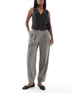 Клетчатые брюки-бочонки New Look черного цвета