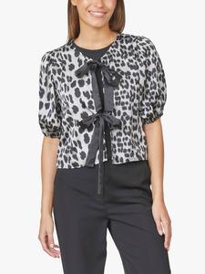 Топ Nell Animal с рукавами-пуфами Sisters Point, Grey/Black