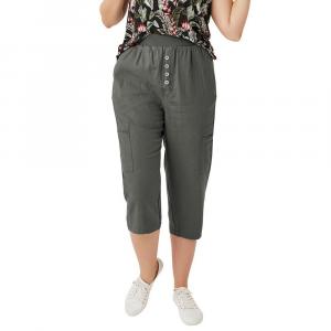 Женские льняные капри больших размеров Ellos с эластичной резинкой на талии, цвет Olive Grey