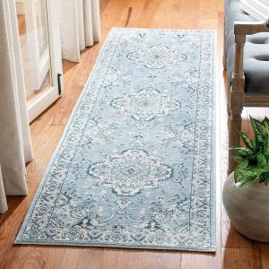 Ковер-ковер-дорожка SAFAVIEH, 67 x 275 см, Isabella Collection, Light Blue & Cream, Oriental Design, Non-Shedding & Easy Care, идеально для помещений с высокой проходимостью в гостиной, спальне (ISA921M)