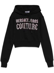 Толстовка с капюшоном Versace Jeans Couture со стразами и логотипом, черный