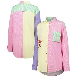 Женская желто-красная рубашка на пуговицах Houston Astros