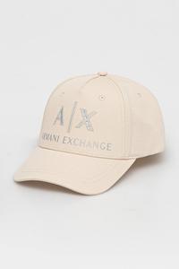 Хлопковая кепка с козырьком Armani Exchange, бежевый