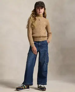 Девчачьи карго-джинсы с широкими штанинами для девочек 7-16 лет Polo Ralph Lauren, синий