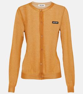 Вязаный кардиган с логотипом Miu Miu, Albicocca