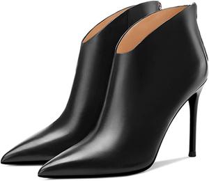 Женские ботильоны YDN с заостренным носком, высокой шпилькой, щиколоткой, стойкой каблука V-формы, сексуальные короткие ботинки для вечеринки, платьев, размеры 4-15 США, Black