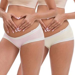 Женские трусы для беременных ice silk с v-образным вырезом и низкой посадкой, цвет patchwork, 2 шт Inspire Chic, Pink Beige