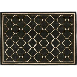 Внутренний ковер с зубчатым краем, решетчатый, для улицы и двора Safavieh, черный, 199x290 см