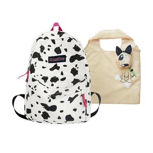 Рюкзак из холста обычный женский черно-белый WHEELY BABY, черный с леопардовым принтом