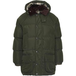 Barbour Мужская пуховая куртка, цвет шалфейно-зеленый, с капюшоном, средней толщины