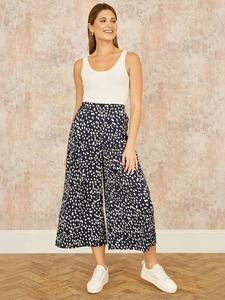 Брюки-кюлоты с принтом в виде тире Yumi, темно-синий