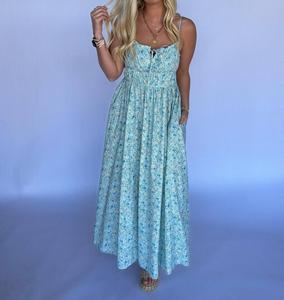 Эйден синее платье макси с цветочным принтом IN-LOOM