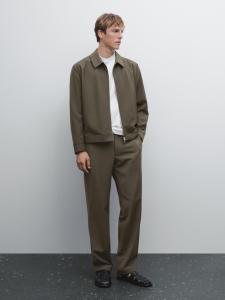Брюки Total Look из смесовой шерсти Massimo Dutti, Dark Khaki