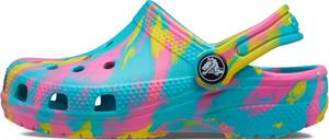 Детские сабо Crocs унисекс, классические, с мраморным рисунком, акварельным рисунком, размер K, Rainbow Tie Dye