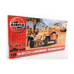 Сд. Кфз. 222 и Kubelwagen — разведывательный комплект, WWII Aircraft, Vehicles, & Tanks (1:76) (Airfix)