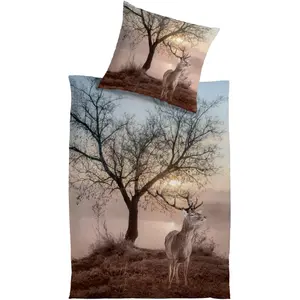 Двустороннее постельное белье KiNZLER «Зимний олень», из микрофибры, цвет bunt