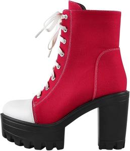 Женские ботильоны на платформе с массивным каблуком, круглым носком и шнуровкой Onlymakerheels, Red B