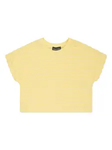 Полосатая футболка с тисненым логотипом Emporio Armani Kids, желтый