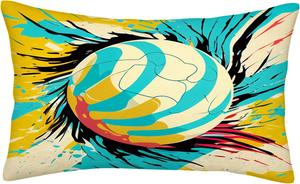 Generic Чехол для декоративной подушки Color Splash Volleyball Pillow Cute с потайной молнией Yellow and Blue 7