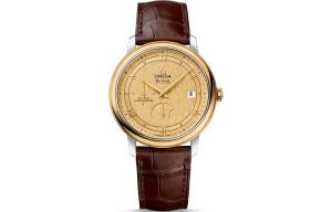 OMEGA Элегантные мужские часы Saucer Series с автоматическим механическим механизмом, диаметр 39.5 мм, золотой циферблат