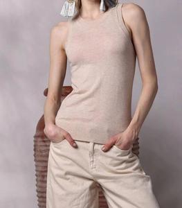 Майка из хлопка и кашемира Supima цвета коричневого сахара Minnie Rose