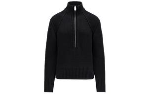 Вязаная молния свитер куртка Moncler, черный