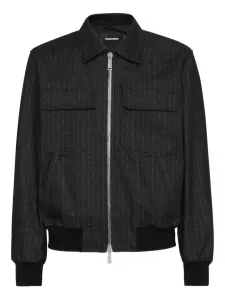 Бомбер с отделкой в полоску Dsquared2, черный