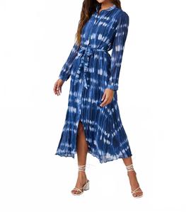 Длинное плиссированное платье-рубашка с длинными рукавами в оттенке Ocean Tide Bella Dahl, Ocean Tide