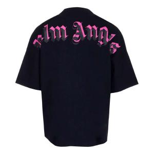 Футболка doubled logo over tee 'black fuchsia' Palm Angels, черный