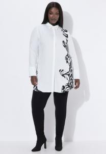 Блуза Ulla Popken LONG ANIMAL-DESIGN KRAGE LANGARM, Pale Brown/Light Brown