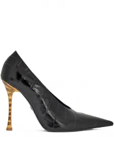 Туфли с тиснением под кожу крокодила Roberto Cavalli, черный