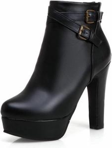 Женские модные ботильоны Челси на платформе с высоким каблуком, с пряжкой и застежкой-молнией VULTRO, Black