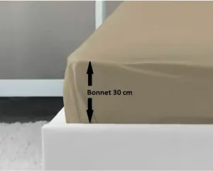 Простыня на резинке 100% хлопок 160x200x30 см бежевый LOVELY HOME