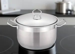 Кастрюля XXL, Ø34, нержавеющая сталь с крышкой, 15,4 л, подходит для индукционных плит, Cheffinger CF-SS34-SH Cheffinger Home