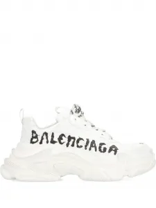 Кроссовки Triple S с граффити-принтом BALENCIAGA, белый