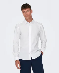 Мужская рубашка с длинным рукавом однотонная Only & Sons, белый
