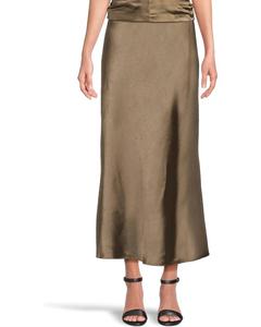 Юбка макси из атласа с косой окантовкой цвета петрушки Lilla P, Parsley