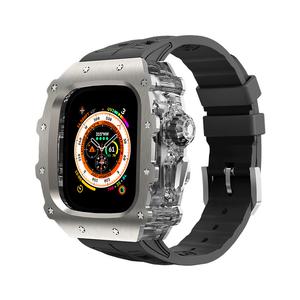 Ремешок Apple Совместимость Фторэластомер Материал 228.1мм~273мм HUALIMEI, Прозрачный средник + оригинальный белый с серебристой пряжкой