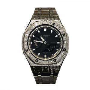 Часы Casio G-Shock Analog-Digital 2100 Series, арт. GA-2100-1A1, серебро/стразы