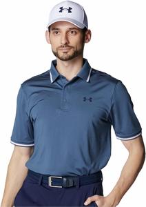 Поло Under Armour UA Playoff 3.0 Rib Polo, цвет Downpour Gray Prime Pink Midnight Navy, размер XL, Downpour Gray Prime Pink Midnight Navy, XL, синий/розовый/серый